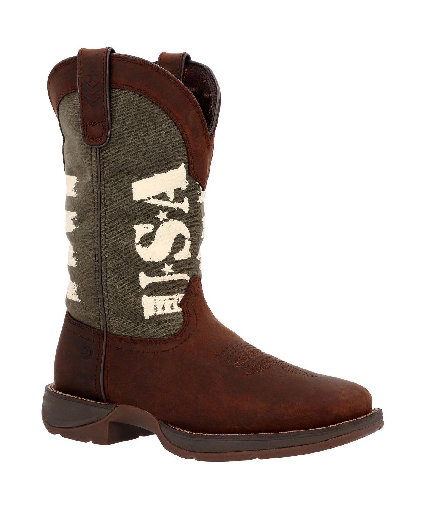 Мужские ботинки Durango Rebel by Army Green USA Print Western Boot, цвет: Коричневый / Зелёный — фото 4