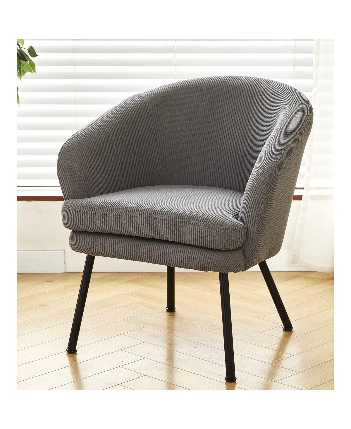 Streamdale Furniture Corduroy Accent Chair with Metal Legs, Modern Armchair - Gray
