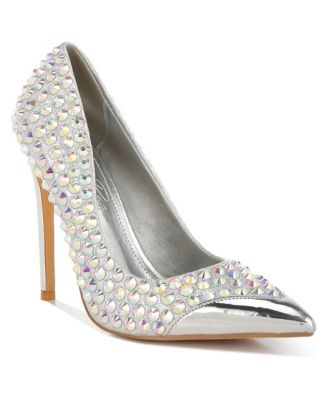Womens Super Fan Diamante Embellished Stiletto Pumps