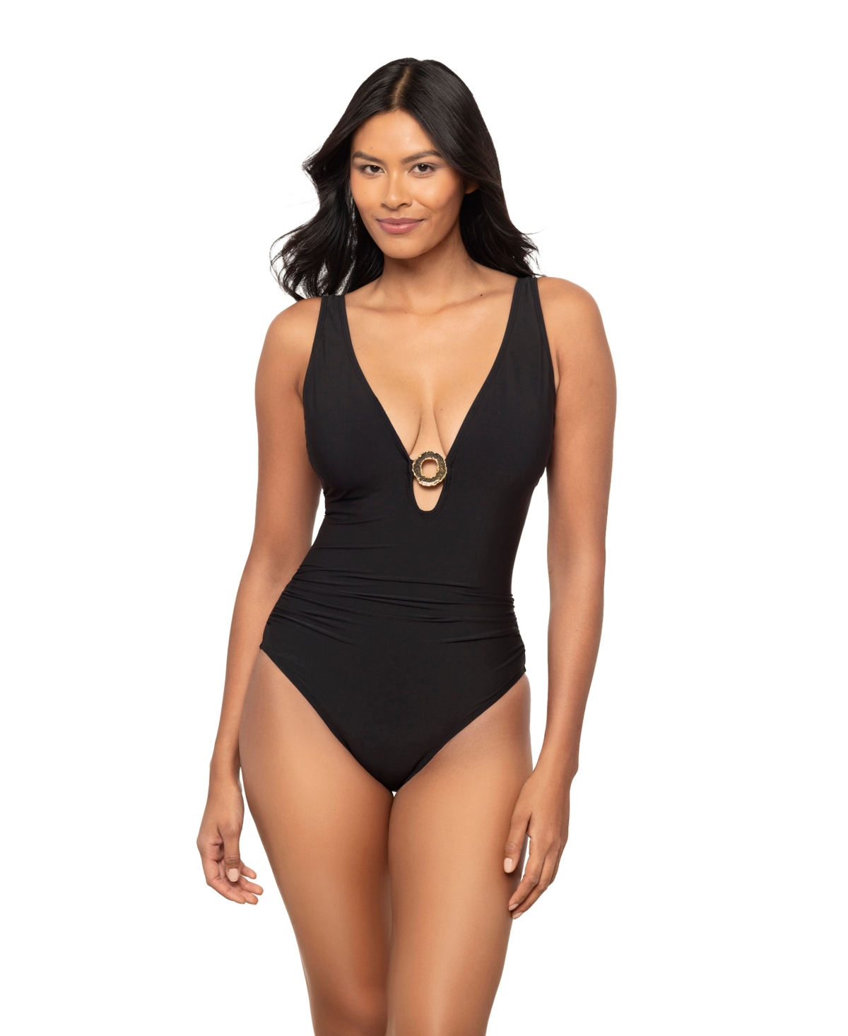 Magicsuit Women's Solids Loreli Tummy Control V-Neck Underwire One-Piece Swimsuit - Black