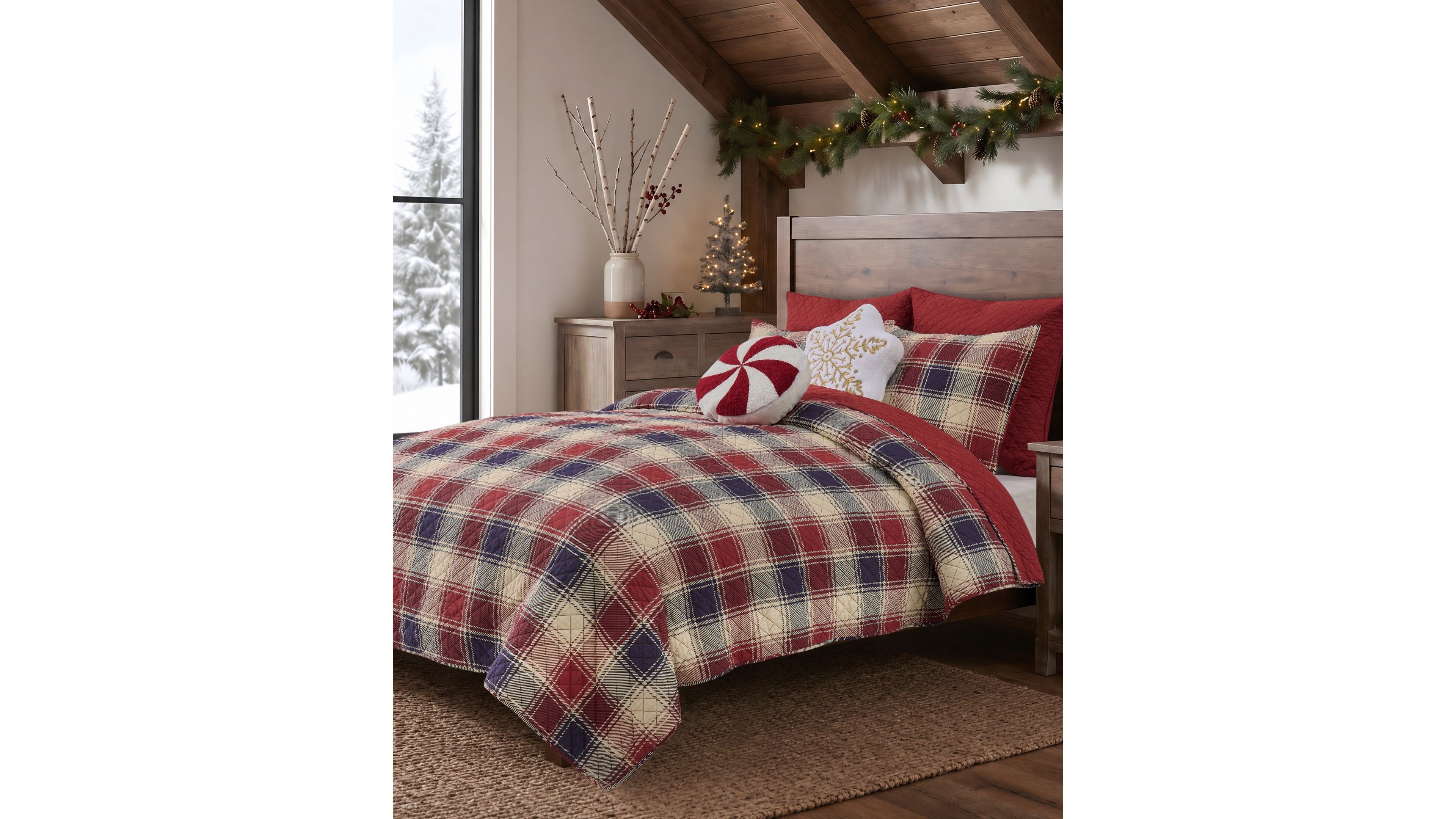 Greenland Home Fashions Nicholas Plaid All Seasons Cotton 2-Piece Quilt Set, Twin