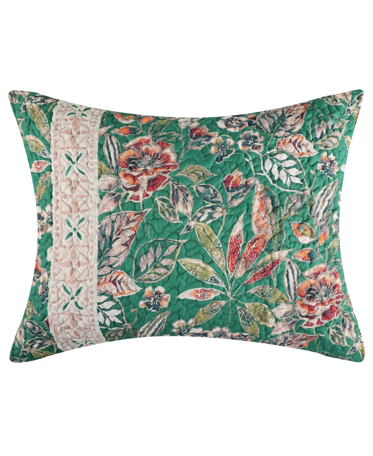 Greenland Home Fashions Kaia Quilted Jungle Paradise Pillow Sham, Standard