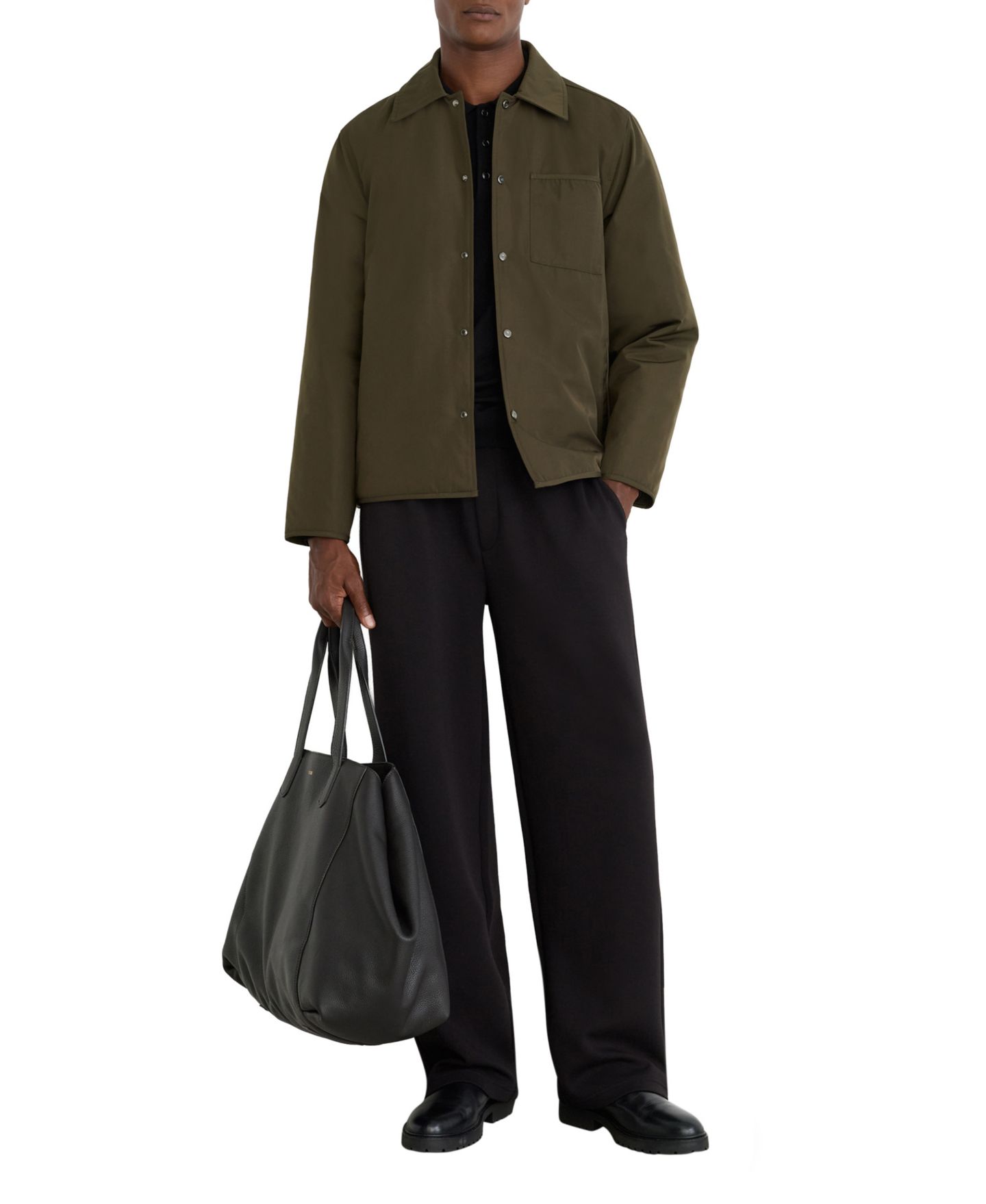 Мужская рубашка REISS Long Sleeve Classic-Fit Overshirt, цвет: Тёмный зелёный — фото 3