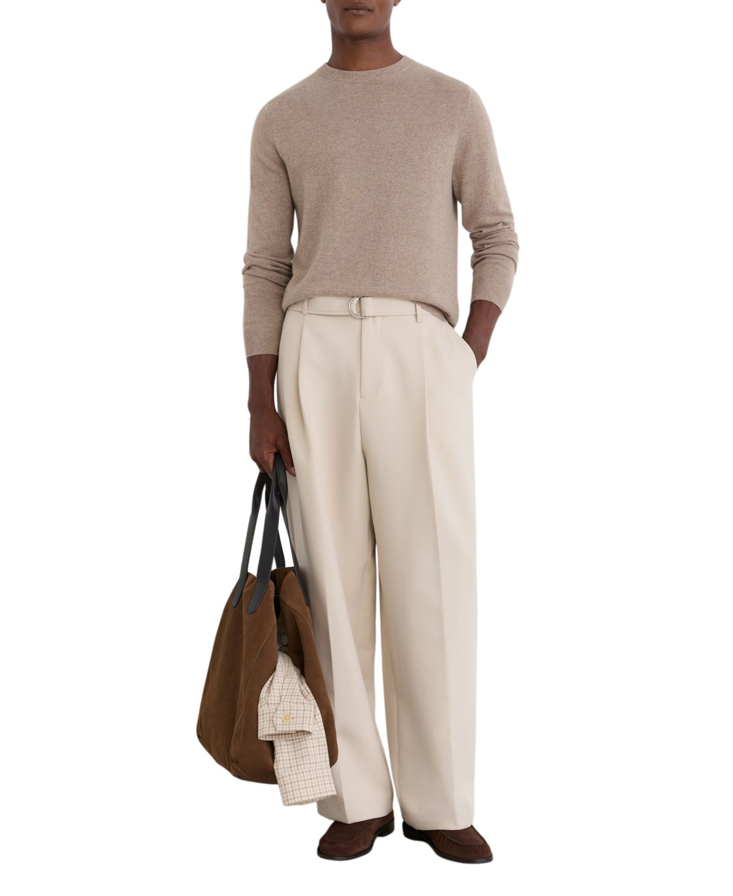 Мужской свитер REISS Monarch Cashmere Crew-Neck, цвет: Серо-коричневый меланжевый — фото 4