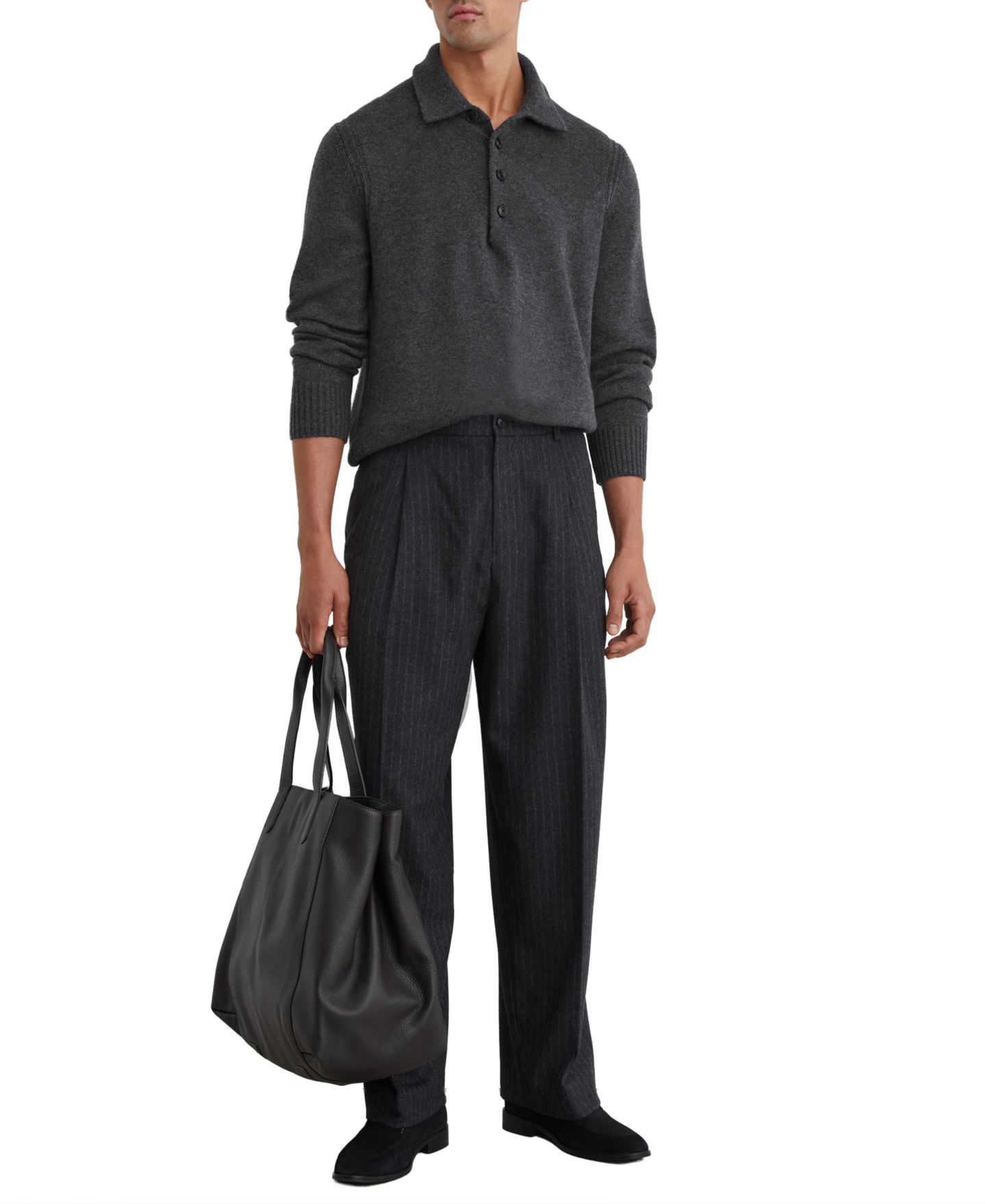 Мужской свитер REISS County Wool-Blend Half-Button, цвет: Серый — фото 3
