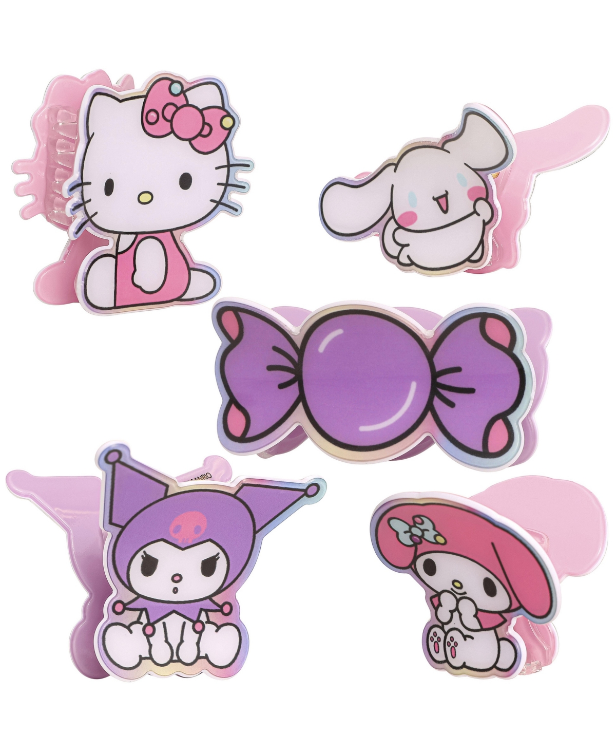 Hello Kitty and Friends Small Hair Clips 5-Piece Set Official License - Purple