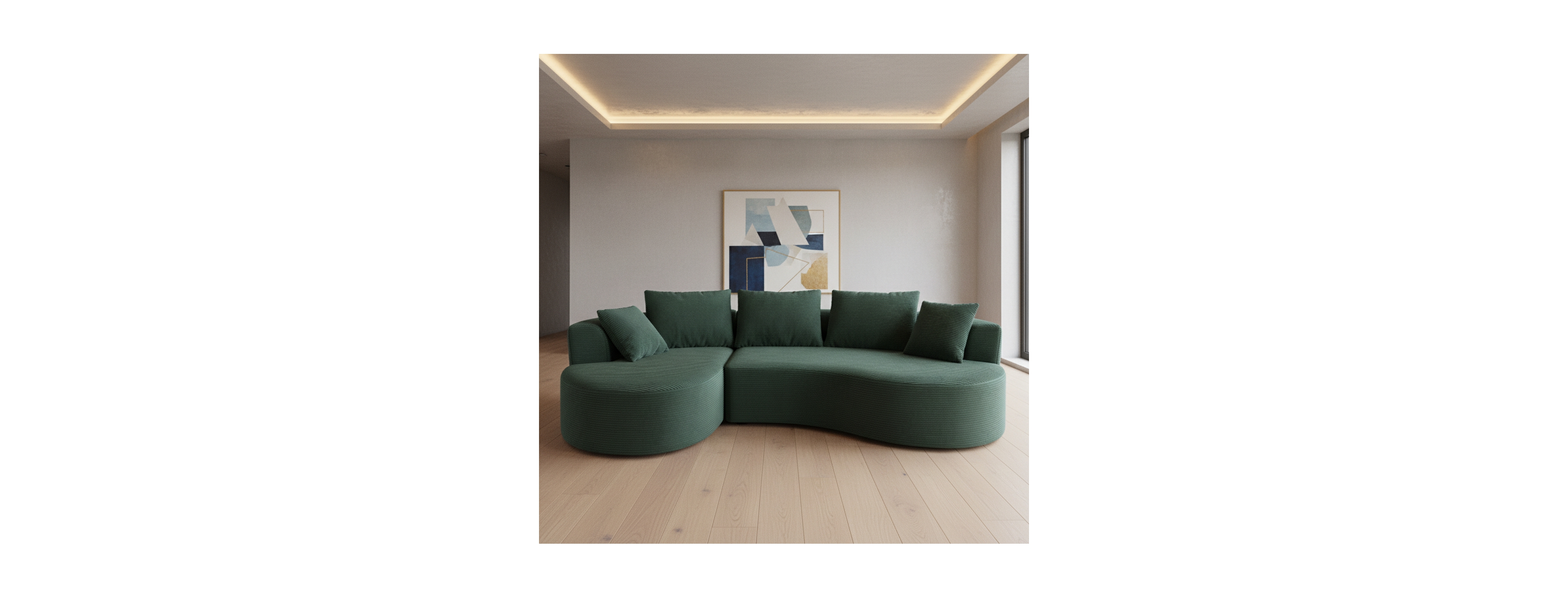 Streamdale Furniture Curved 2-Piece Modular Sectional Couch with Pillows, Dark Green