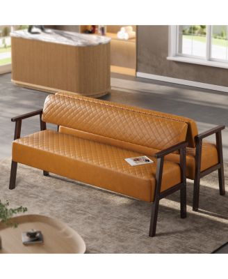 2 Pack PU Leather Reception Bench Set