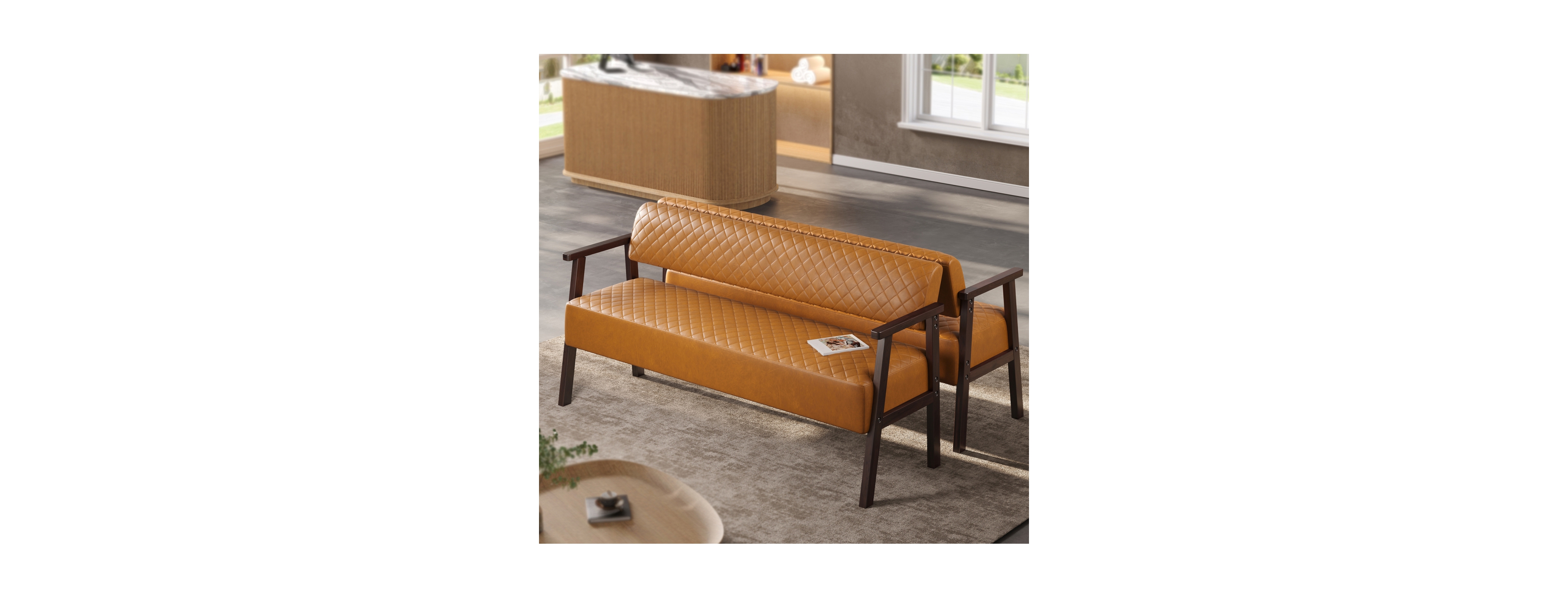Streamdale Furniture 2 Pack Pu Leather Reception Bench Set