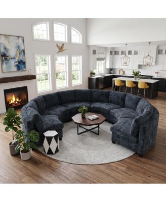  6-Seater Curved Modular Chenille Sectional Sofa