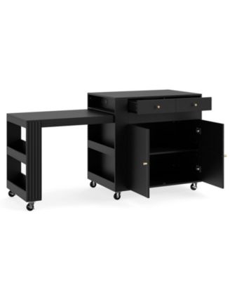 72 in Kitchen Island with Extendable Dining Table and Charging Station