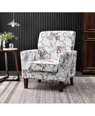 Patterned Polyester Armchair with Birch Wood Legs