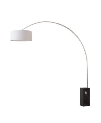 Iconic Arc Floor Lamp - Satin Nickel,  Marble Base, Drum  Linen Shade, Dimmable