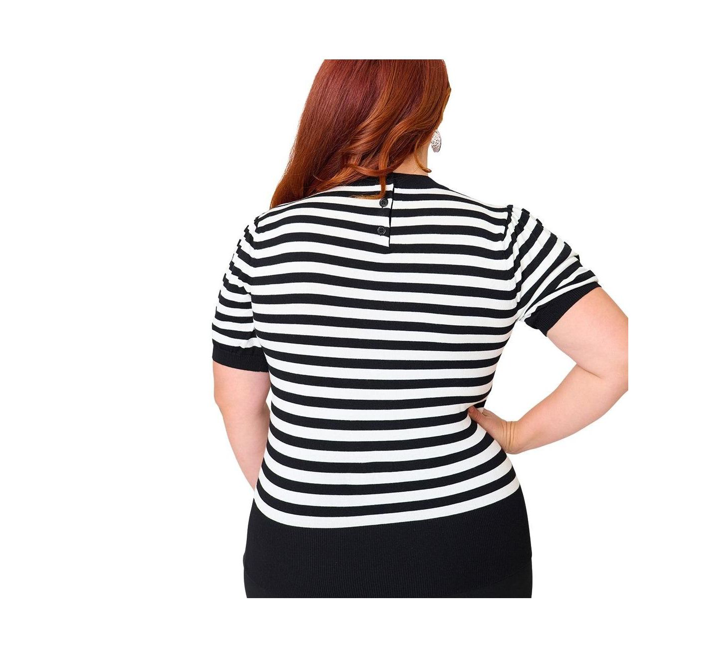 Женский свитер Smak Parlour Plus Size Printed Heart Cutout Knit, цвет: Чёрный / Белый — фото 2