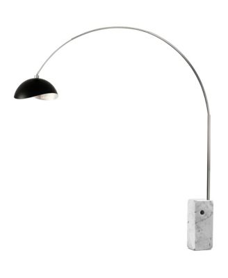 Iconic Arc Lamp - Satin Nickel,  Marble Base, Luna Bella Matte  Shade, Dimmable