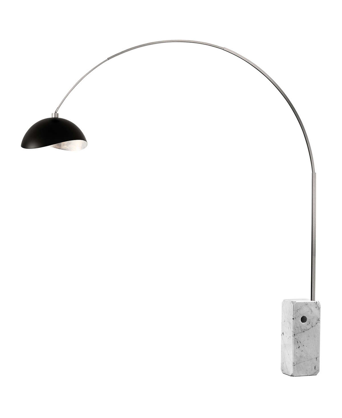 Nova of California 2114811MS Iconic 95 inch 14 watt Satin Nickel and White Arc Floor Lamp Portable Light in Matte Black and Silver Steel