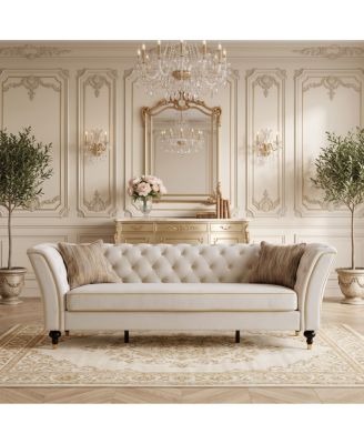 Streamdale Classic 89.5" Tufted 3-Seater Upholstered Sofa with Rolled Arms