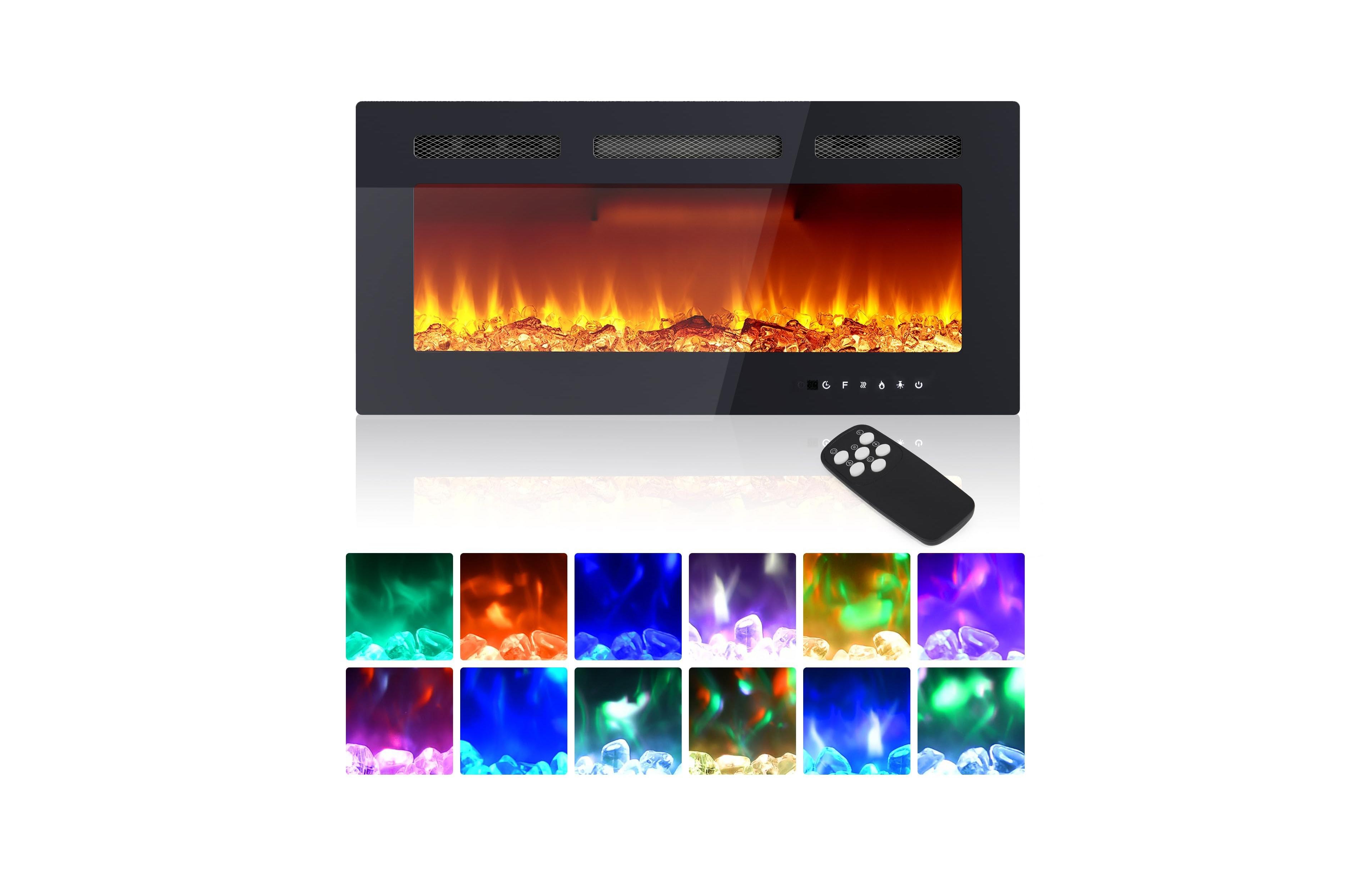gaomon 42" Electric Fireplace Heater Wall Mounted Recessed with Remote Control, 750W 1500W with Timer