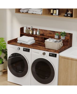 2-Tier MDF Space-Saving Washer Dryer Countertop Organizer with Open Storage Shelf