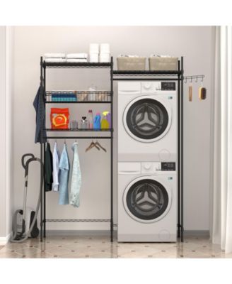 4-Tier Steel Rust-Resistant Adjustable Over Washer and Dryer Laundry Storage Rack