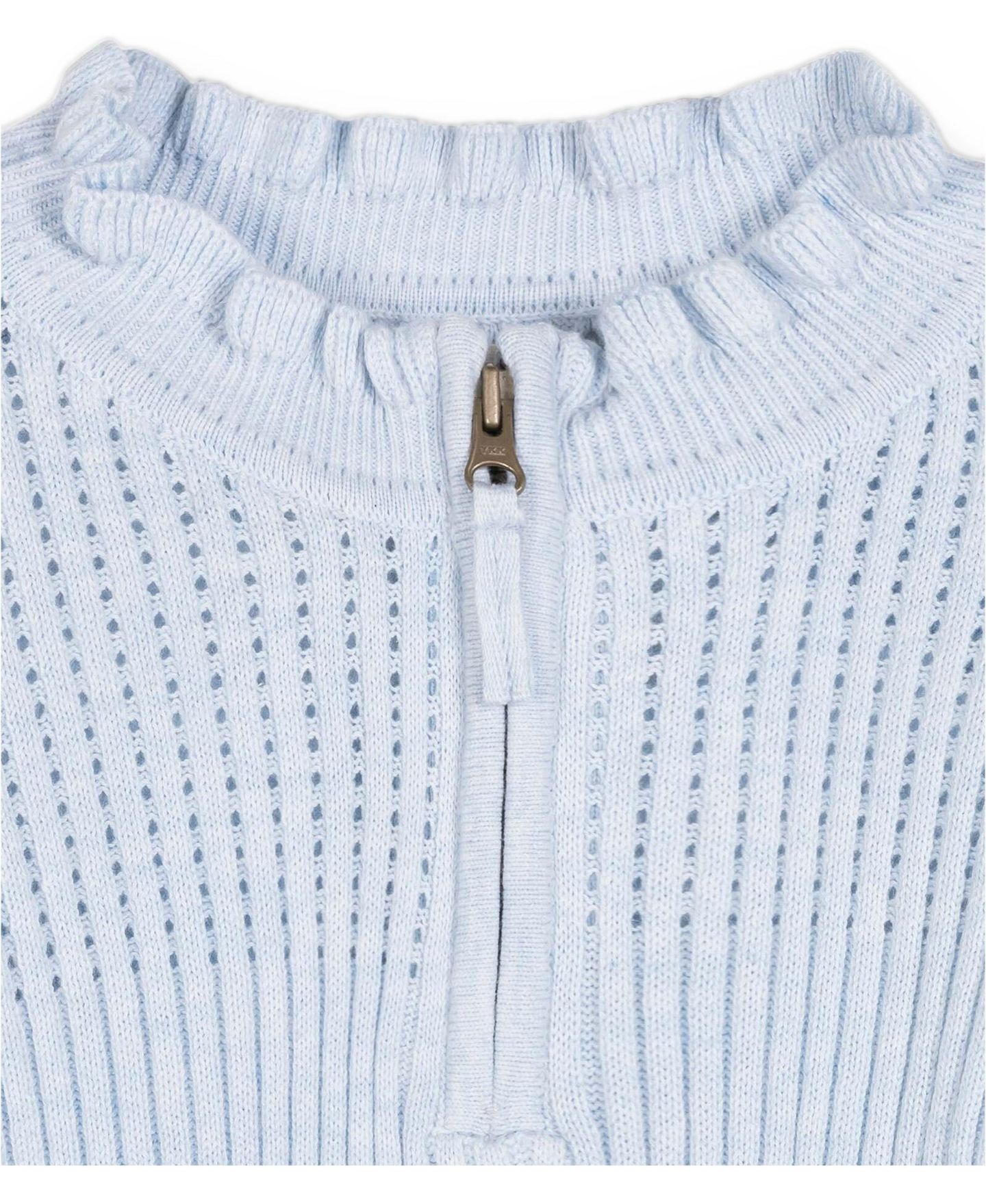 Платье Hope & Henry Organic Cotton Half-Zip Ruffle-Neck Sweater Dress для девочек, цвет: Светлый синий меланжевый — фото 3