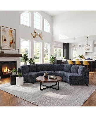 4-Seater Curved Modular Chenille Sectional Sofa