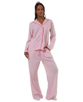 Women's Heart Ditsy Frilly Pyjama Set with Scrunchie