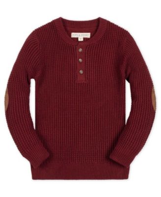 Toddler Boys' 2T-5T Long-Sleeve Henley Faux Suede Elbow Patches Sweater