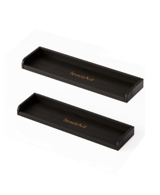 Bamboo Stove Top Magnetic Shelf with Labels Over Oven  2 Pack 15", Up to 30" Length