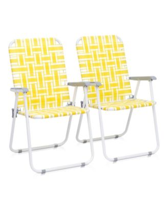 2- Pieces Steel Tube PP Webbing Bearing 120kg Folding Beach Chair