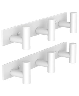 2 Pack Wall Mount Hook Rack Robe Bag Key Towel Hanger Organizer 3 Hooks Bathroom Hardware