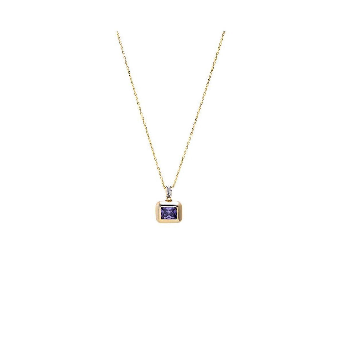 By Adina Eden Cz 14K Gold Plated Amethyst Emerald Cut Pendant Necklace - Amethyst -
