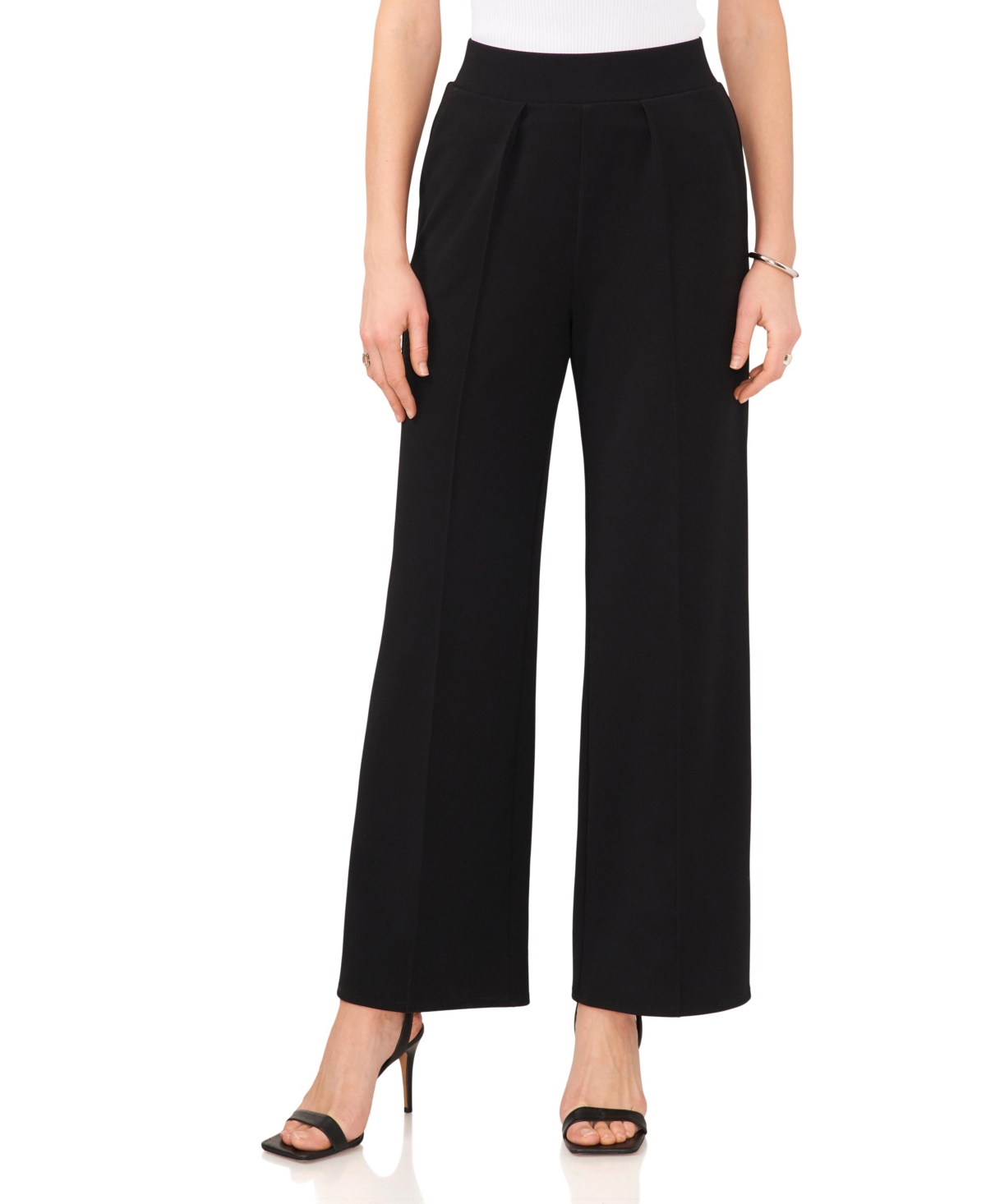 Vince Camuto Women's Wide-Leg Pull-On Elastic-Waist Pants - Rich Black