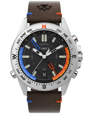 Men's Expedition North Quartz Analog Sport Brown Leather Watch 43mm