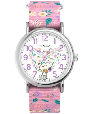 Girls' Peanuts Quartz Analog Pink Fabric Watch 38mm