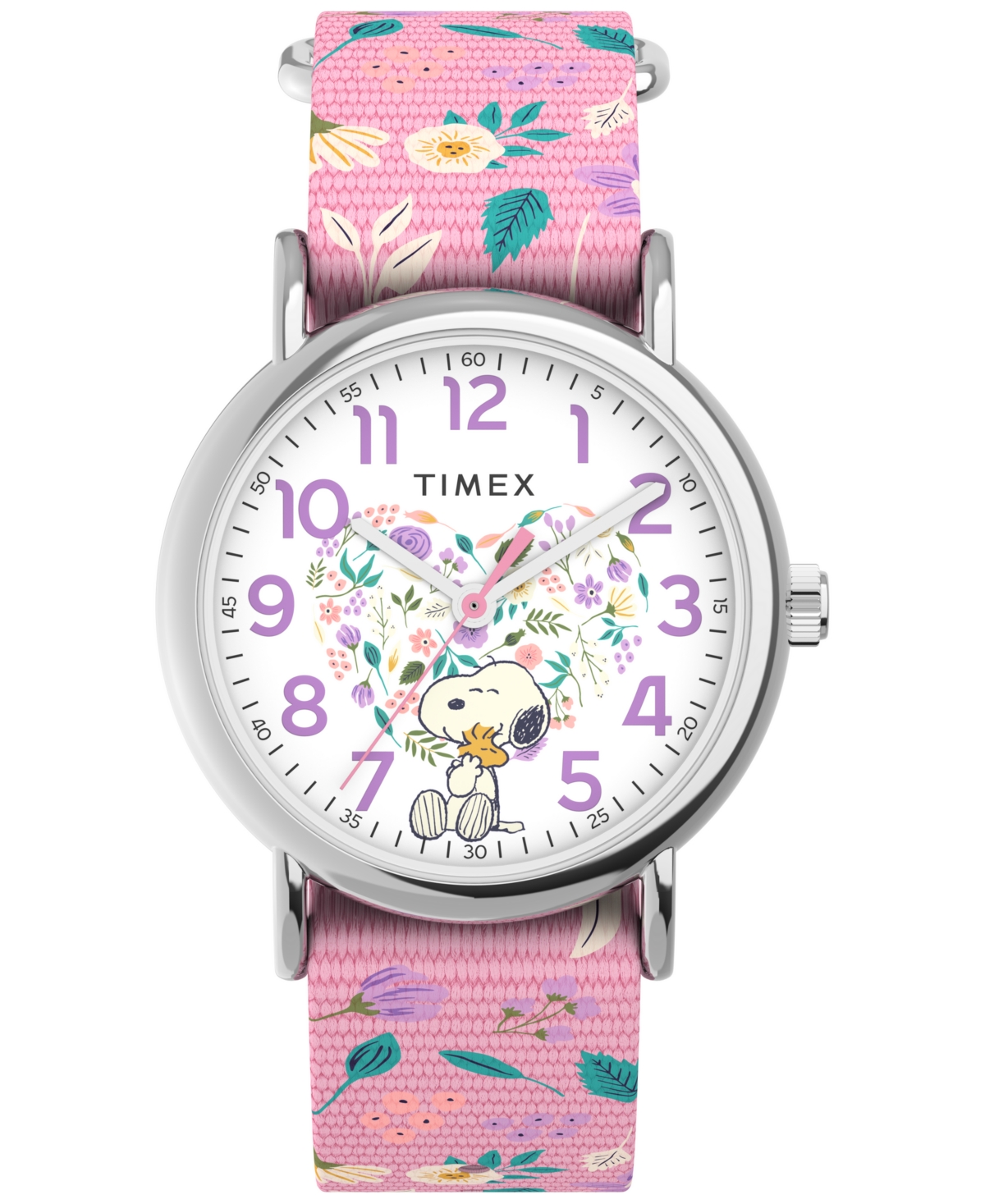 Timex Girls' Peanuts Quartz Analog Pink Fabric Watch 38mm
