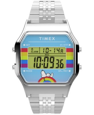 Snoopy Quartz Digital Silver-Tone Stainless Steel Watch 34mm
