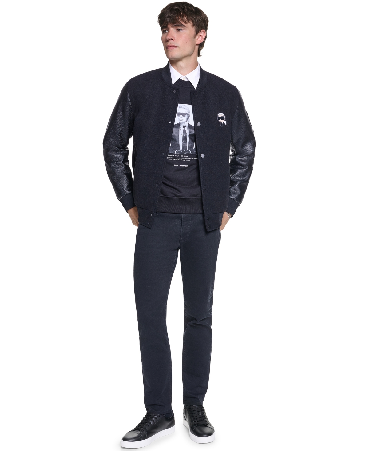 Karl Lagerfeld Paris Men's Signature Varsity Regular-Fit Logo Jacket