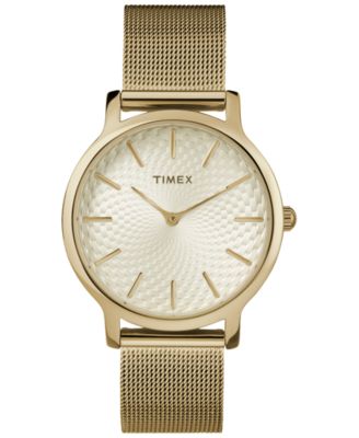 Women's Quartz Analog Transcend Gold-Tone Stainless Steel Mesh Watch 34 mm