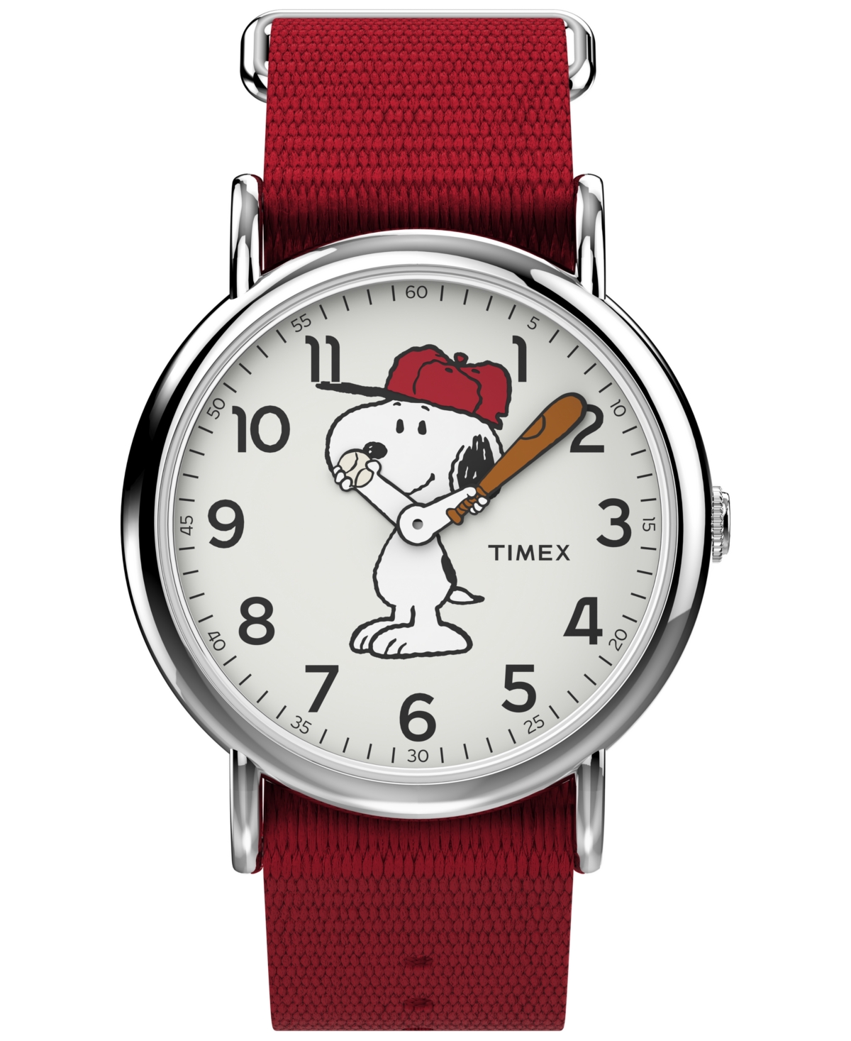 Timex Snoopy Weekender Quartz Analog Red Nylon Watch 38mm