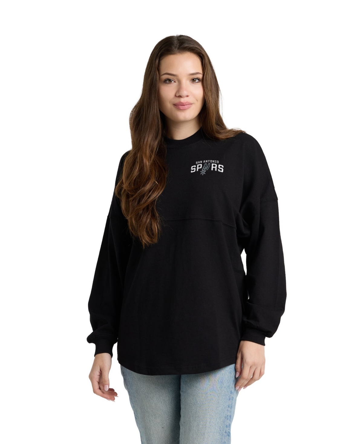 Fanatics Men's and Women's Black San Antonio Spurs Spirit Jersey Long-Sleeves T-Shirt - Black
