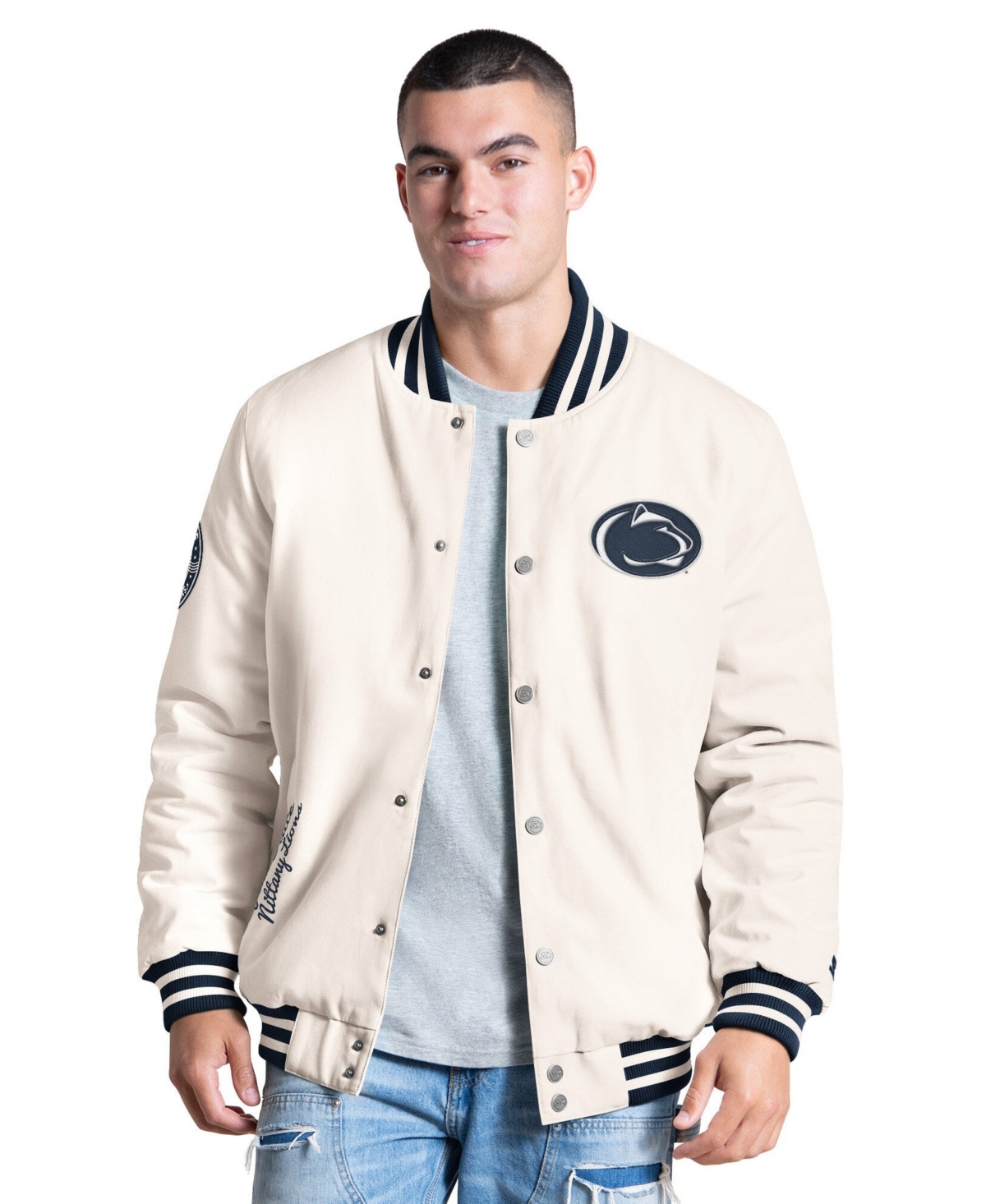 Starter Men's White Penn State Nittany Lions Spectator Varsity Full Snap Jacket - White