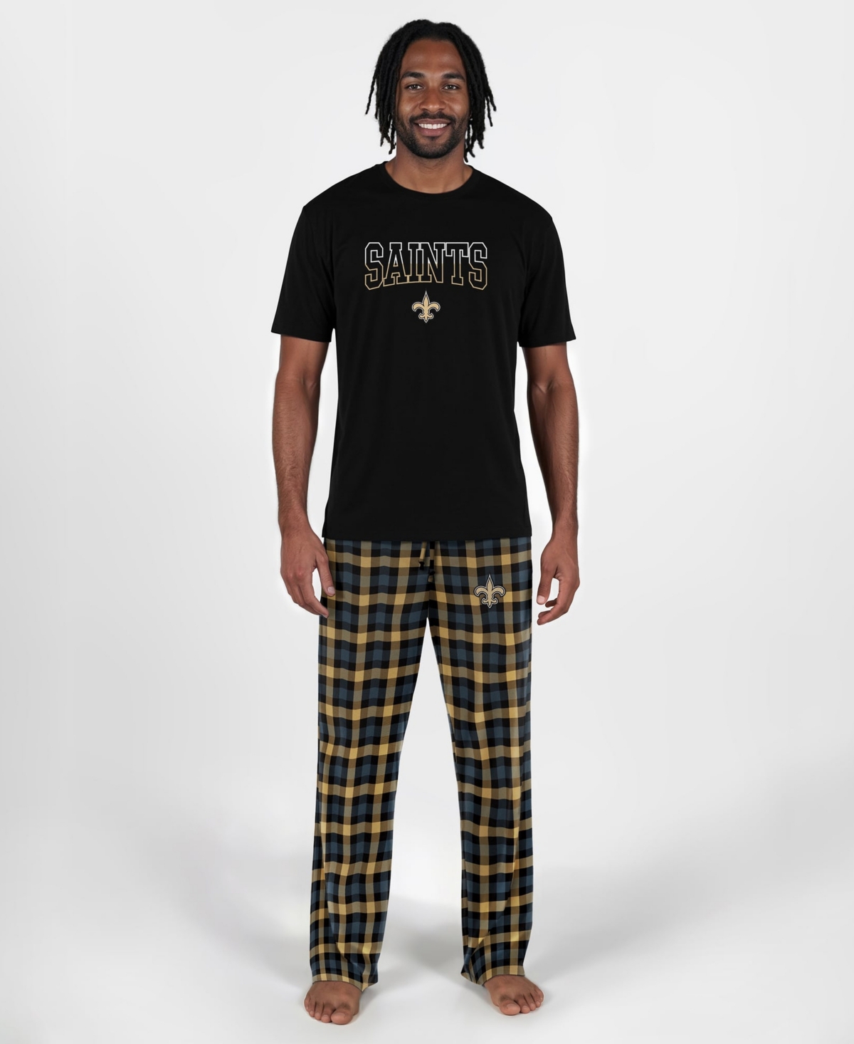 Concepts Sport Men's Black New Orleans Saints Highland Sleep Set - Black, Gold