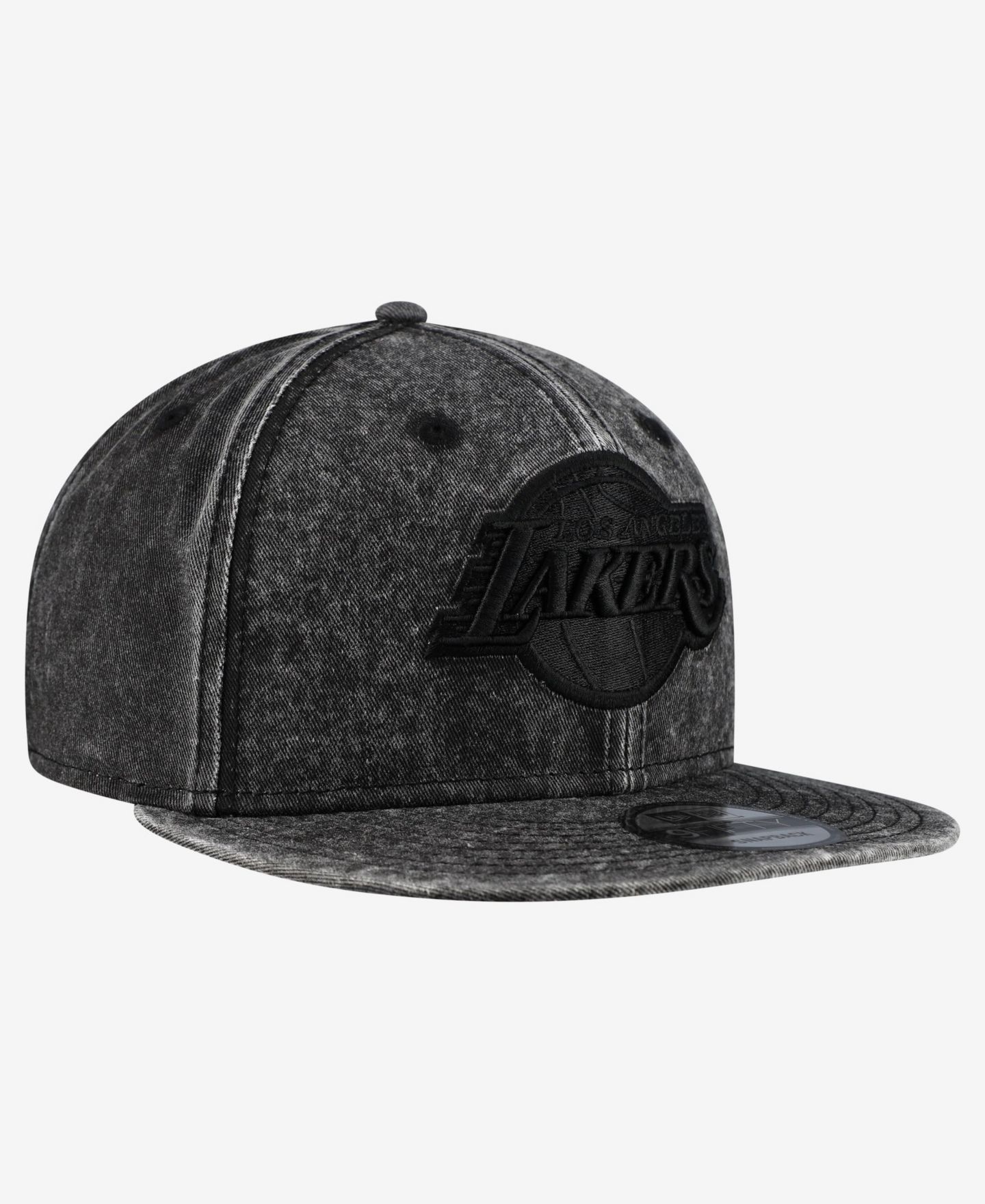 Мужская кепка New Era Black Los Angeles Lakers Washed Tonal 9FIFTY Snapback Hat — фото 2