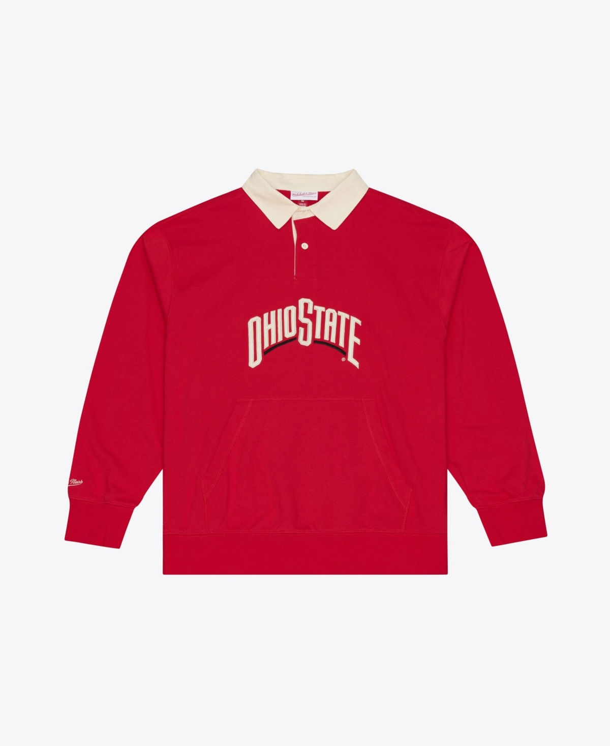 Mitchell & Ness Men's Scarlet Ohio State Buckeyes Retro Roots French Terry Fleece Polo Shirt