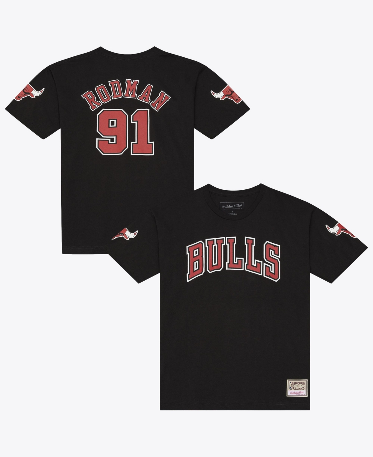 Mitchell & Ness Men's Dennis Rodman Black Chicago Bulls Hardwood Classics Name Number Classic T-Shirt - Black