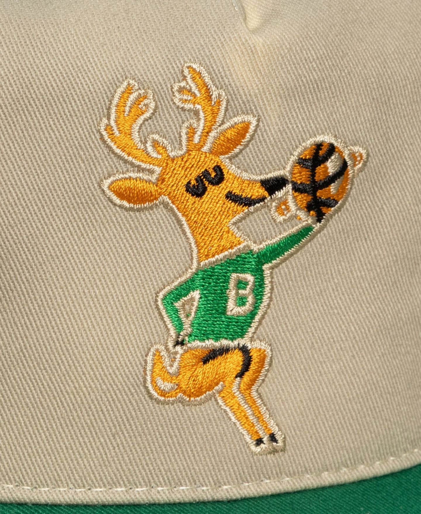 Мужская кепка Mitchell & Ness Cream Milwaukee Bucks Hardwood Classics Retro Roots Snapback Hat — фото 4