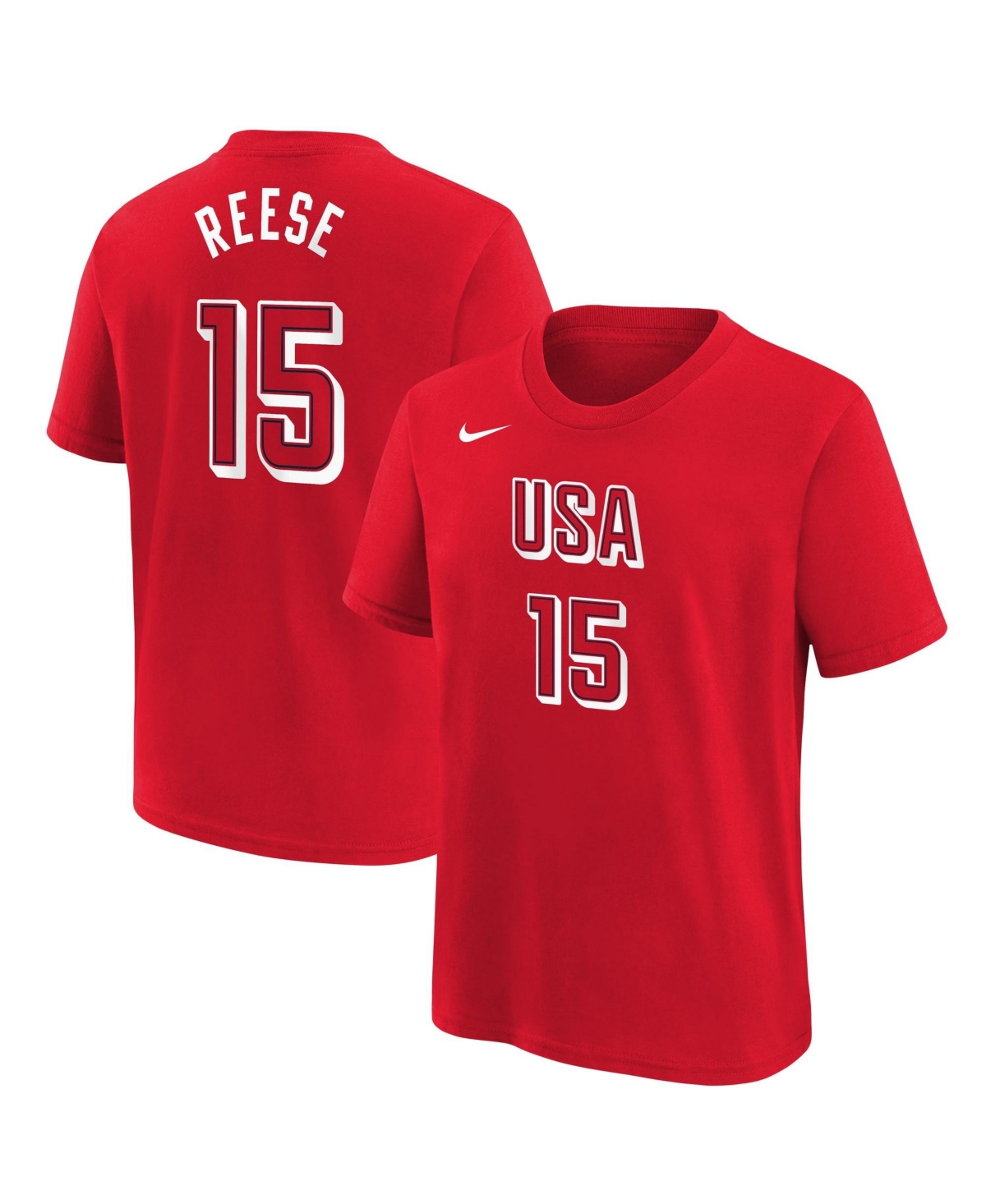 Nike Big Boys' and Girls' Angel Reese Red Usa Basketball Name Number T-Shirt - Red