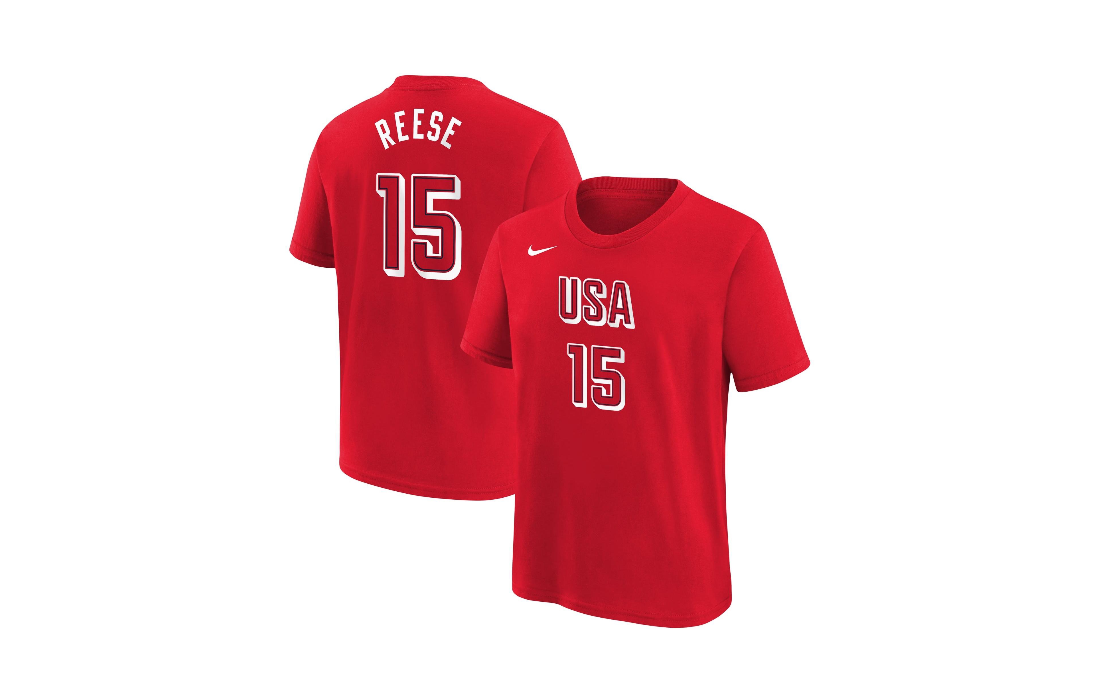Nike Big Boys' and Girls' Angel Reese Red Usa Basketball Name Number T-Shirt