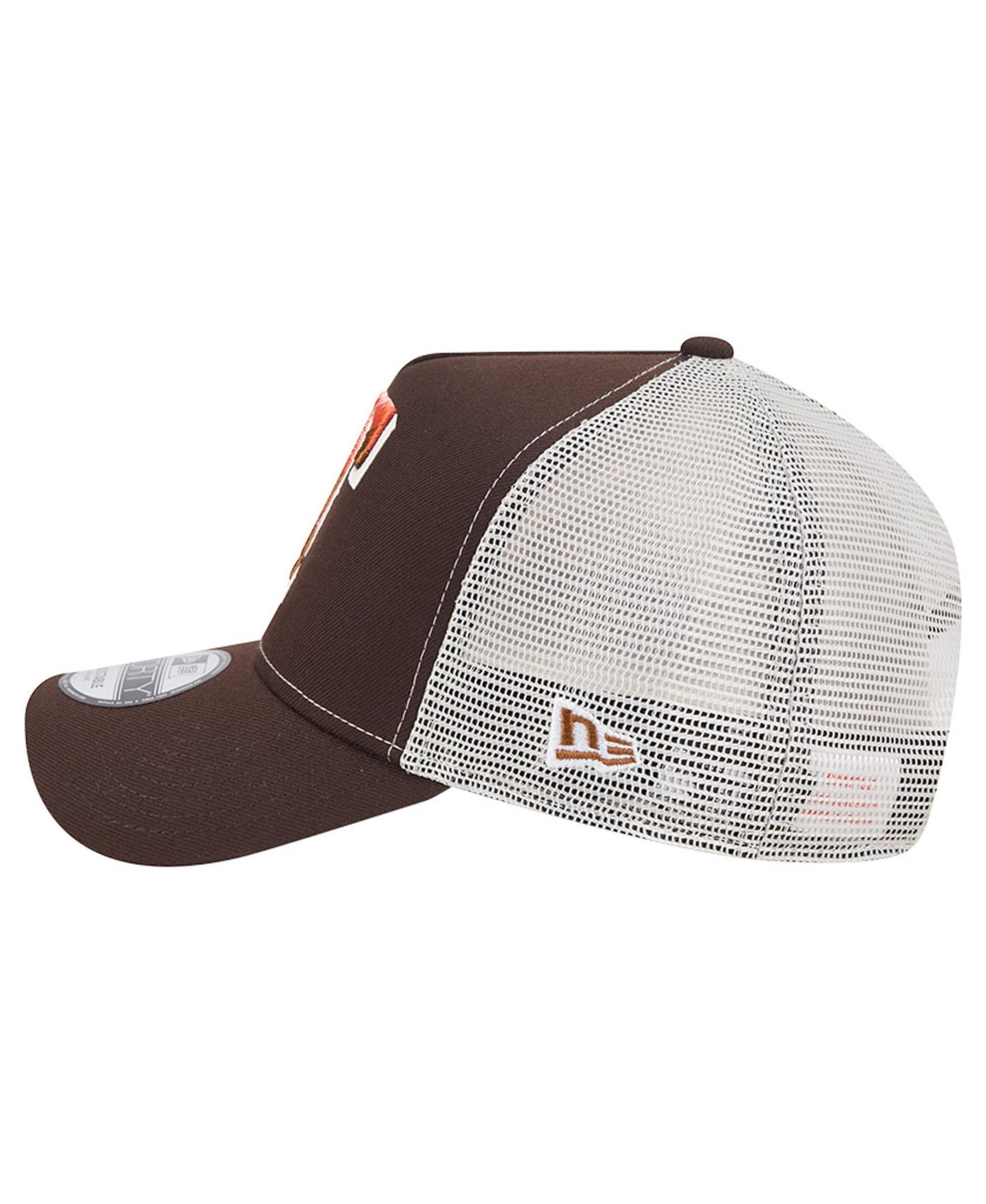 Мужская кепка New Era Brown Texas Rangers Pumpkin Spice 9FORTY A-Frame Adjustable Trucker Hat — фото 6